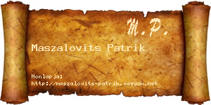 Maszalovits Patrik névjegykártya